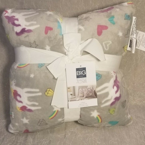 The Big One Plush Pillows 2 Unicorns Gray 16" - Picture 2 of 8